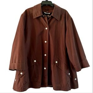 MARELLA Vntg Brown Cotton Trench/Car Coat Removable Wool Blend lining Size 8/10
